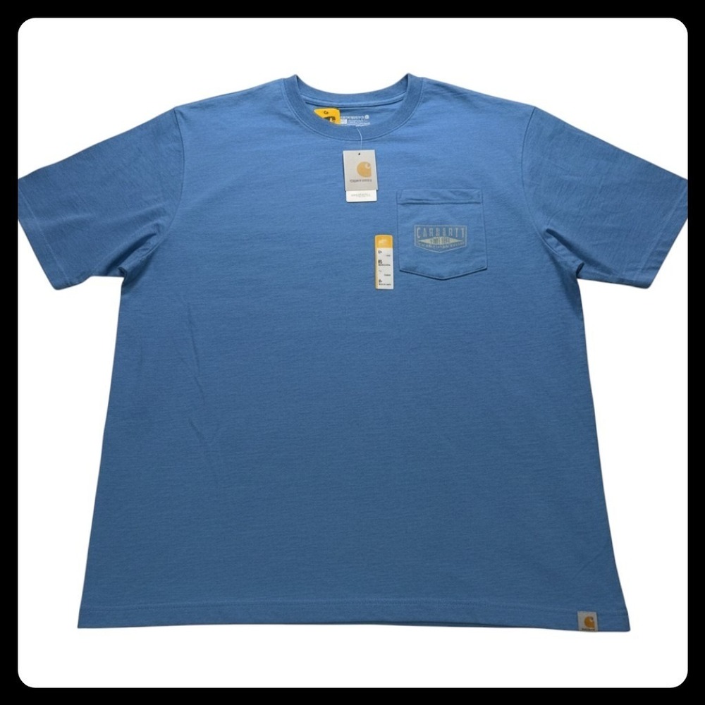 Carhartt Pocket T-Shirt Mens XL Blue Loose Fit Short Sleeve Graphic Workwear